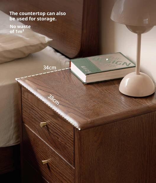Oak Solid Wood Modern Minimalist Three-Drawer Nightstand