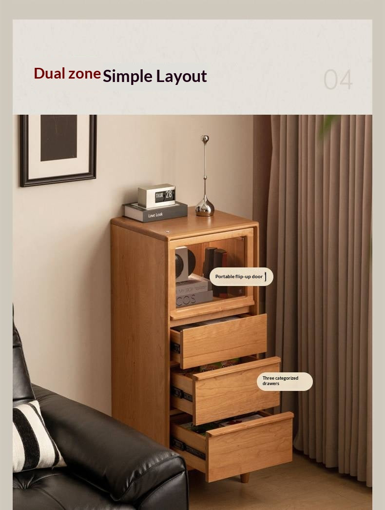 Cherry Solid Wood Mid-range Style Side Cabinet.