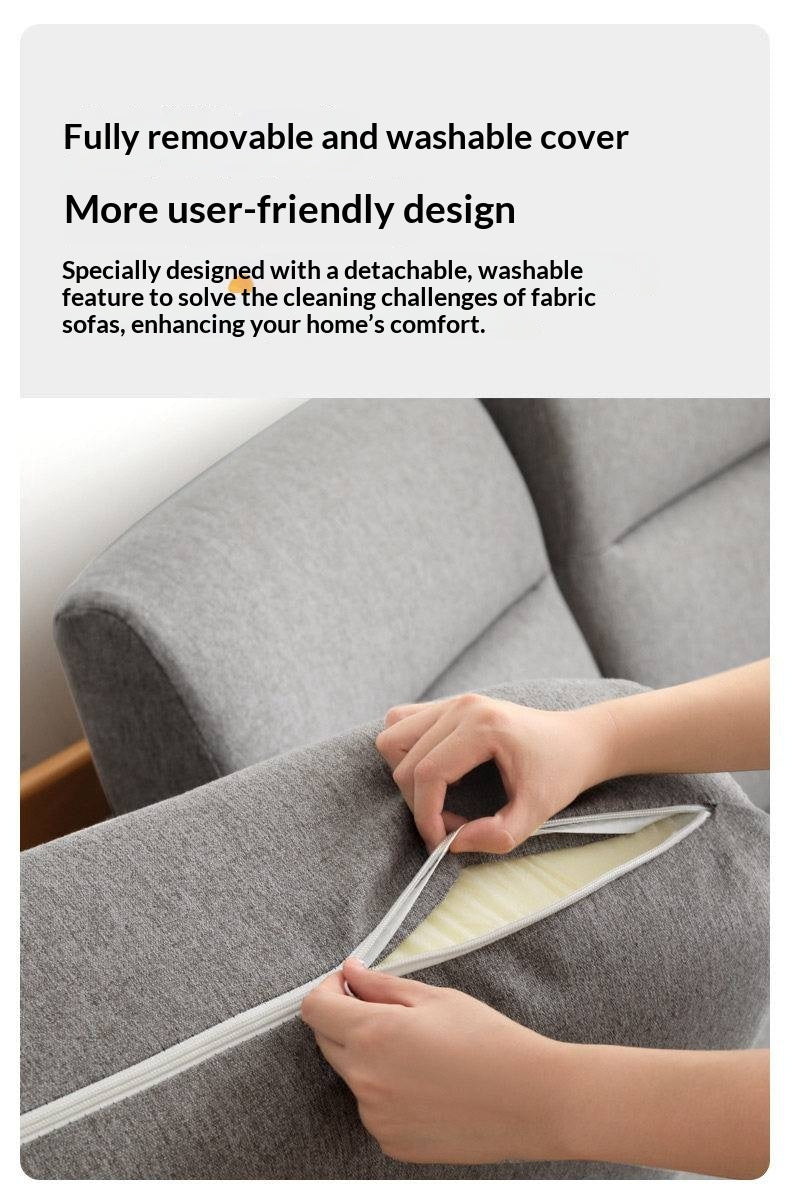 Beech Solid Wood Fabric Lounge Chair with Removable Cover