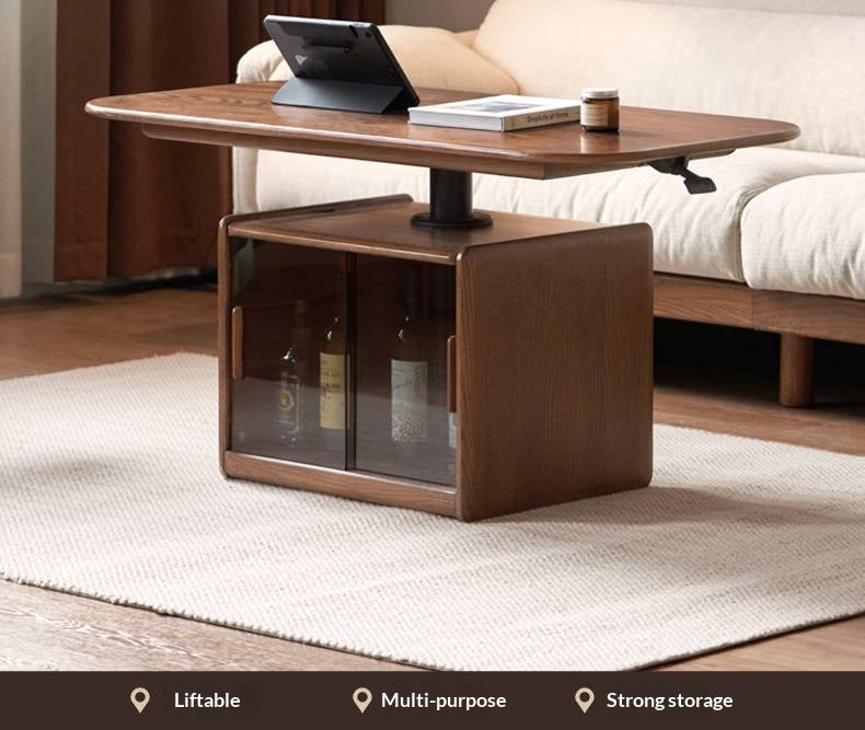 Oak Solid Wood Elevating Lifting Coffee Table