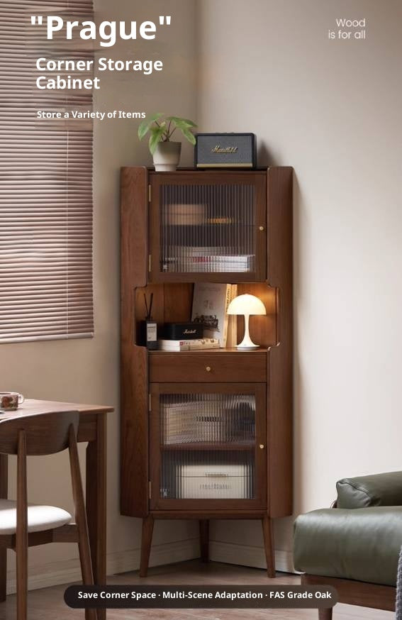 Oak Solid Wood Corner Side Cabinet