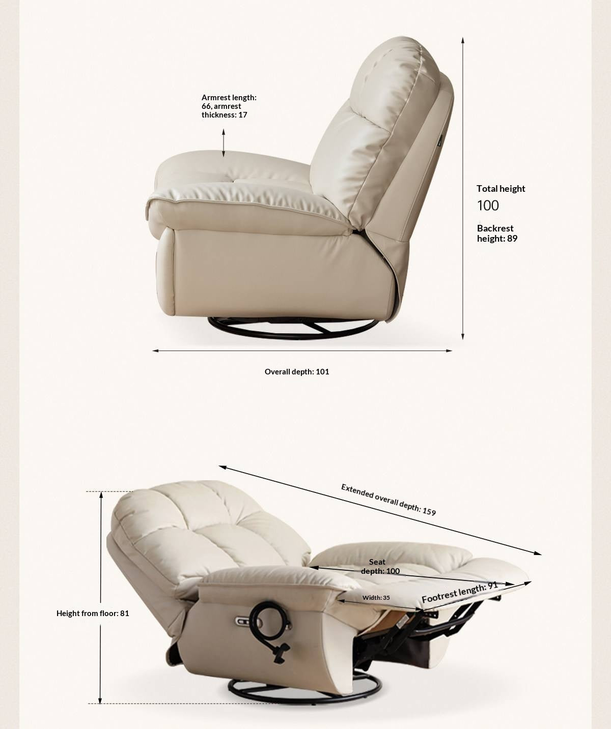 Recliner Modern Casual Single Chair 240° rotation