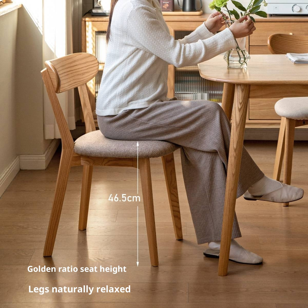 Oak Solid Wood Backrest Dining Chair