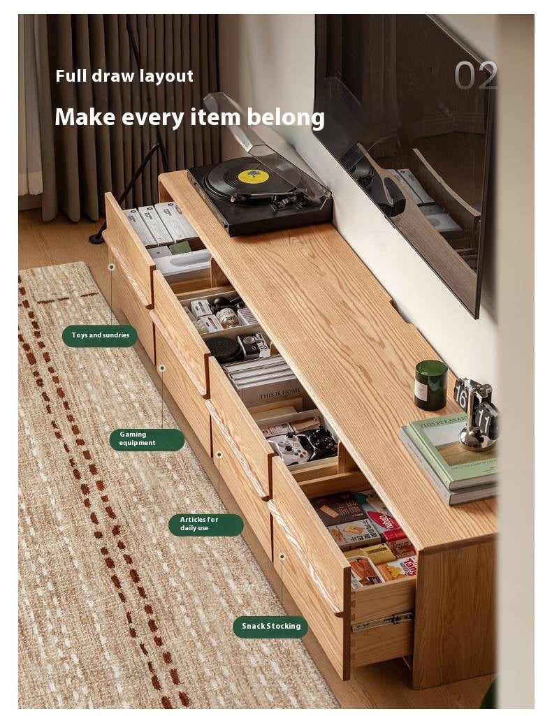 Oak, Ash Solid Wood Modern Skeleton Line TV Cabinet