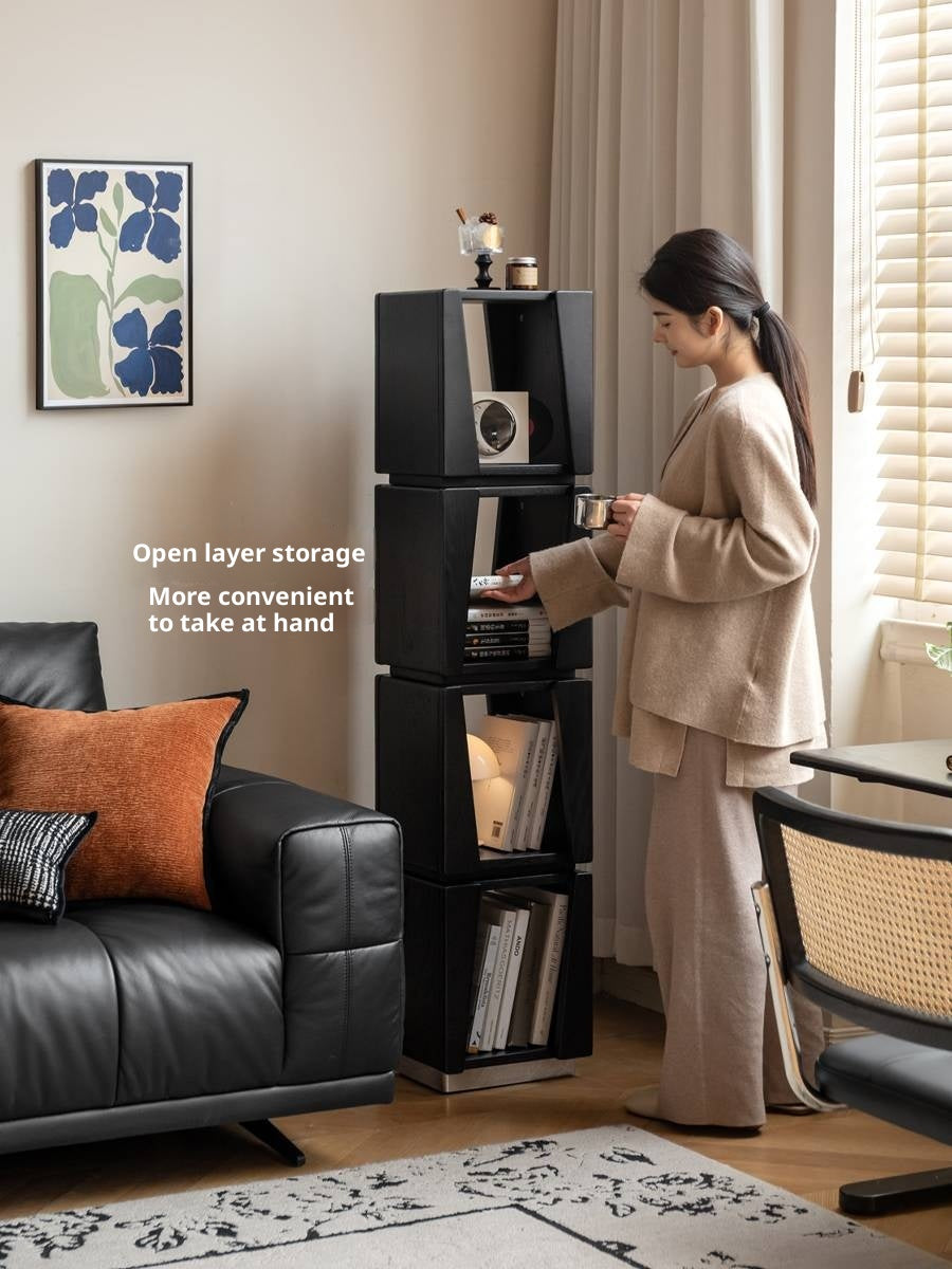 Oak Solid Wood Narrow Bauhaus Style Bookshelf