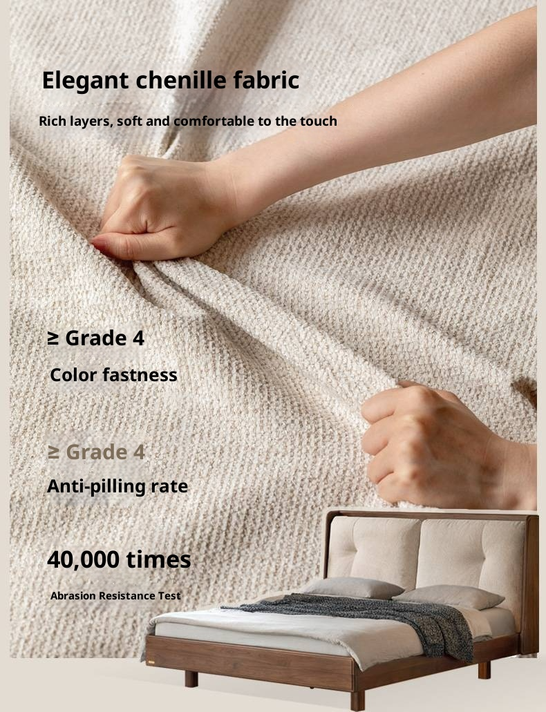 Black Walnut Solid Wood Italian Light Luxury Genuine Leather Soft Bed