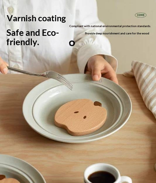 Black Walnut, Beech Solid Wood Creative Apple Shaped Coaster