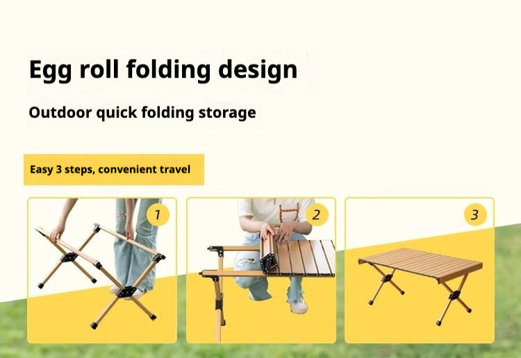 Aluminum alloy folding portable egg roll table