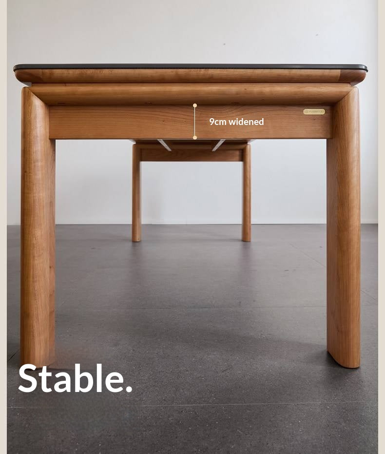 Cherry Solid Wood Vintage Style Slab Dining Table with Sintered Stone Top