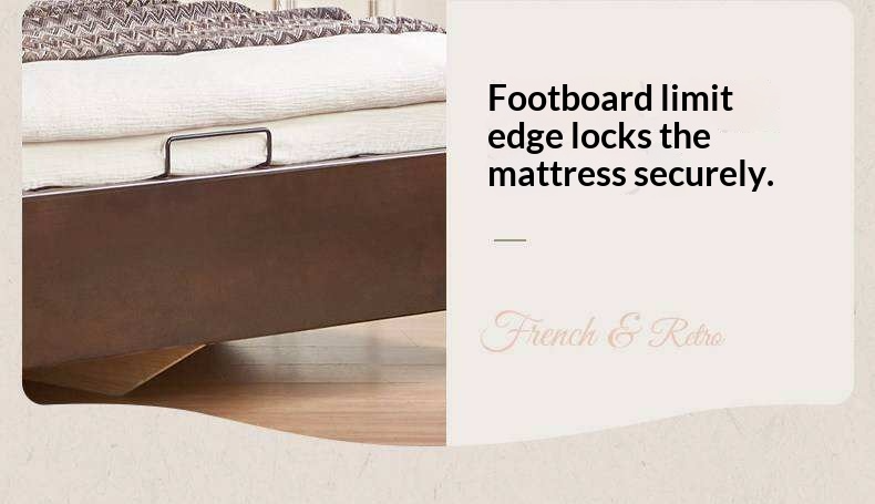 Poplar Solid Wood Bed with French Retro Style and Large Off-the-Floor Box Design