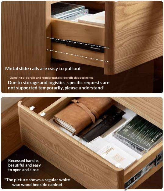 Ash, Oak, White Ash, White Oak, Sandalwood Solid Wood White Wax Small Nightstand