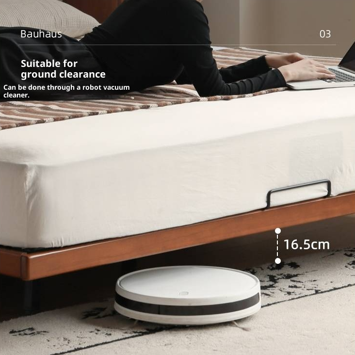 Poplar Solid Wood Floating Soft Bed, Vintage with Light