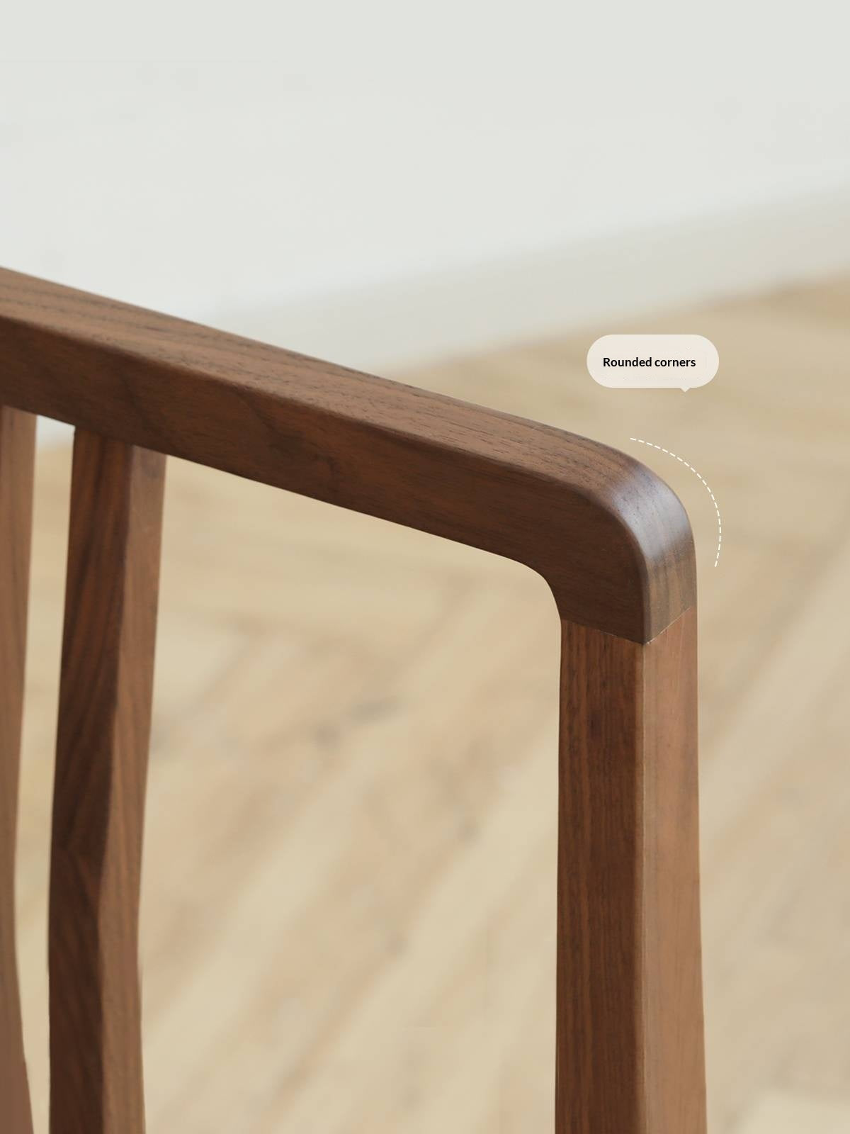 Set 4 pcs Black Walnut, Ash Solid Wood Dining Chair with Backrest 4pcs