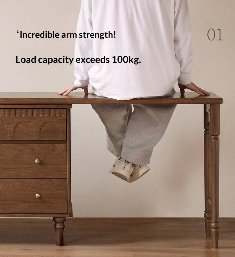 Black Walnut Solid Wood Vanity Table with Extendable Top