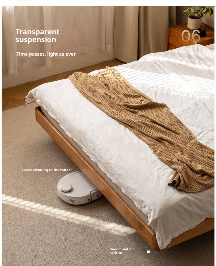 Cherry Solid Wood with Light Floating Bed Retro Simple