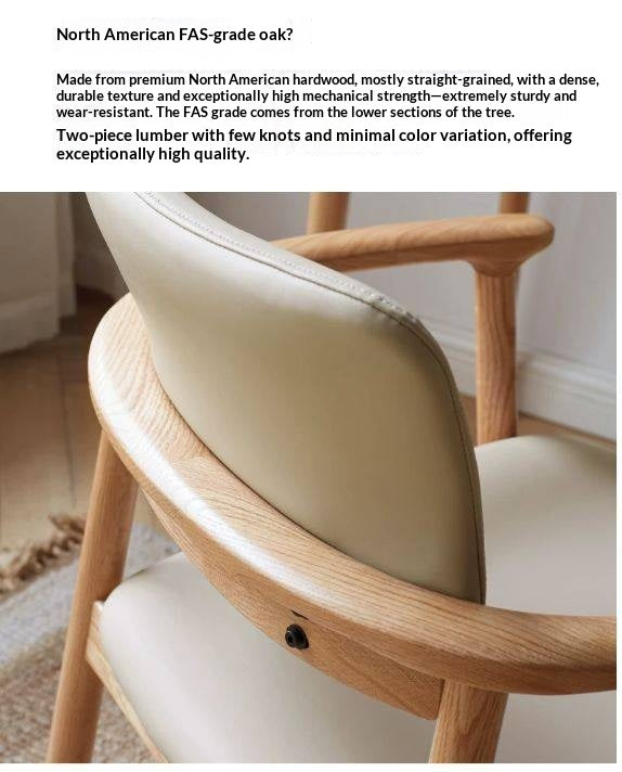 Oak Solid Wood Solid Dining Armchair with Curved Wraparound Back