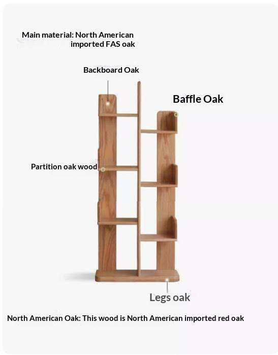 Oak Solid Wood Floor-Standing Bookshelf