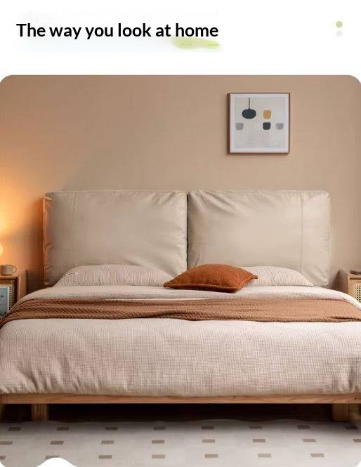 Soft Leather Headboard with Large Cushioned Backrest