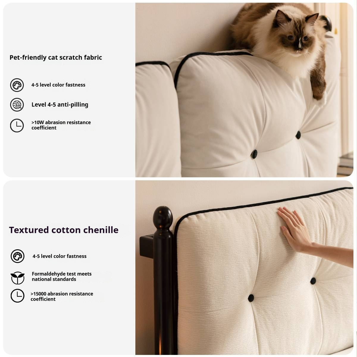 Rubberwood Solid Wood  French Retro Soft Bed