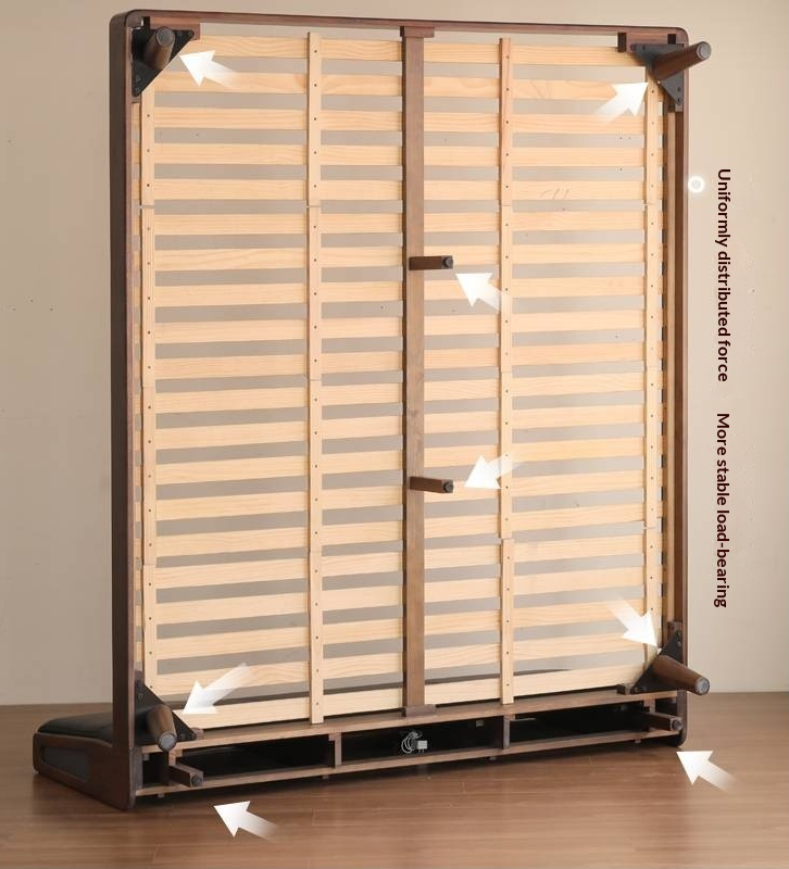 Black Walnut Solid Wood Genuine Leather Upholstered Bed