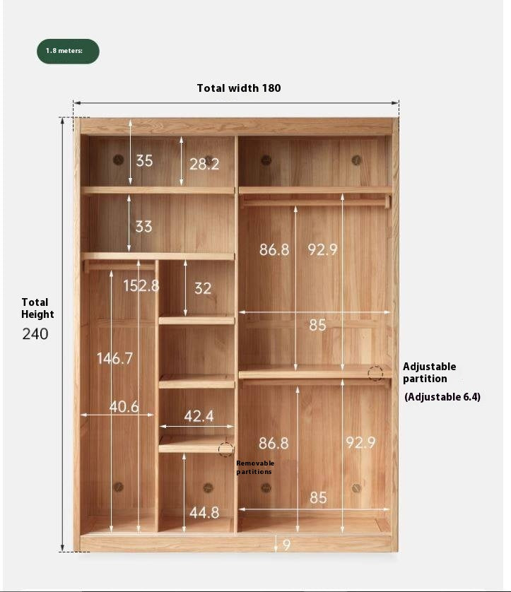 Oak Solid Wood Modern Wardrobe.