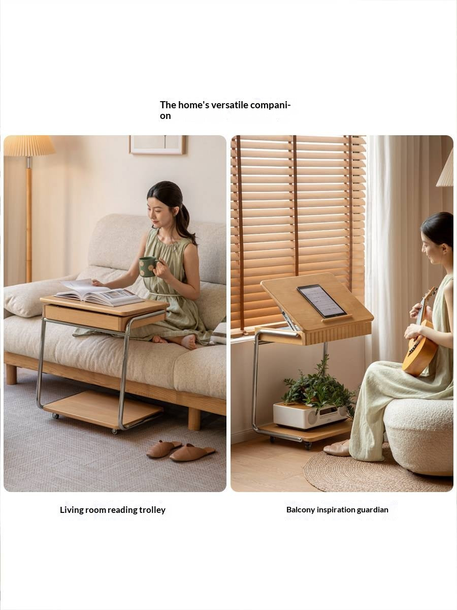 Beech Solid Wood C-Shaped Corner Side Table Modern Minimalist Style