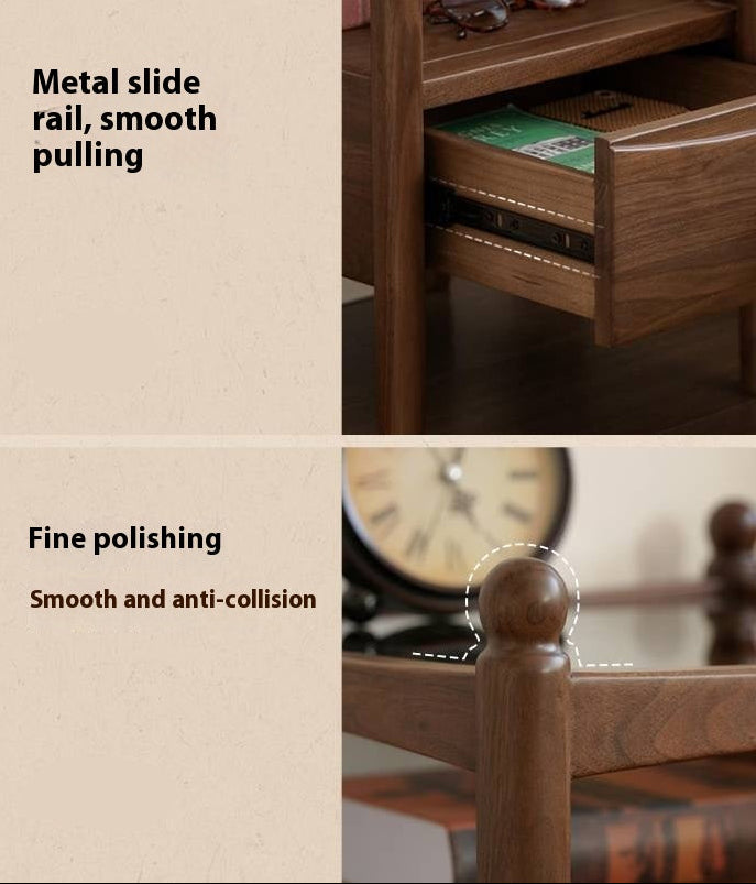 Black Walnut Solid Wood Italian Light Luxury Nightstand