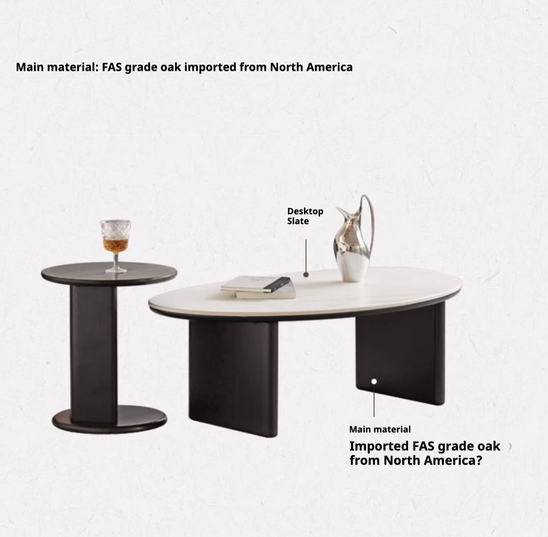 Oak, Ash Solid Wood Rock Slab Coffee Table Combination