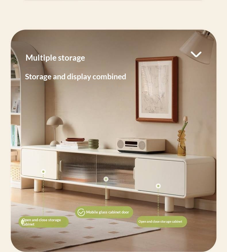 Solid RubberWood Storage White TV Cabinet.