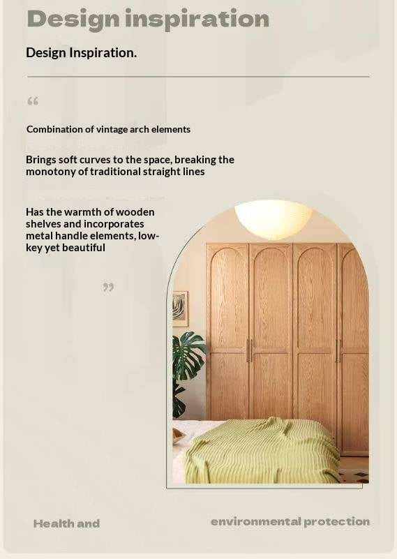 Oak Solid Wood Wardrobe French Retro Style