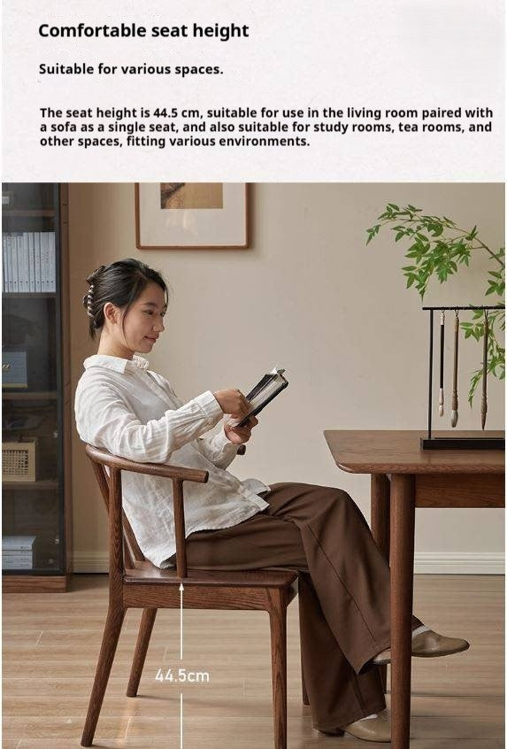 Black Walnut, Oak Solid Wood Round Tea Chair