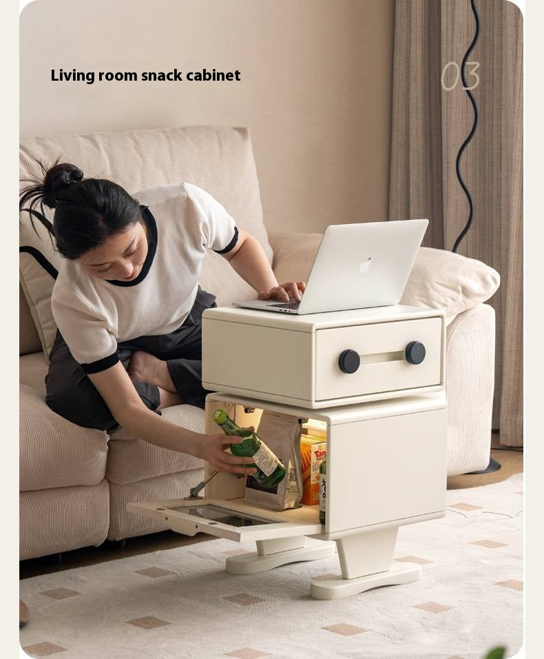 Solid Rubberwood, Oak Solid Wood Cream Style Nightstand.