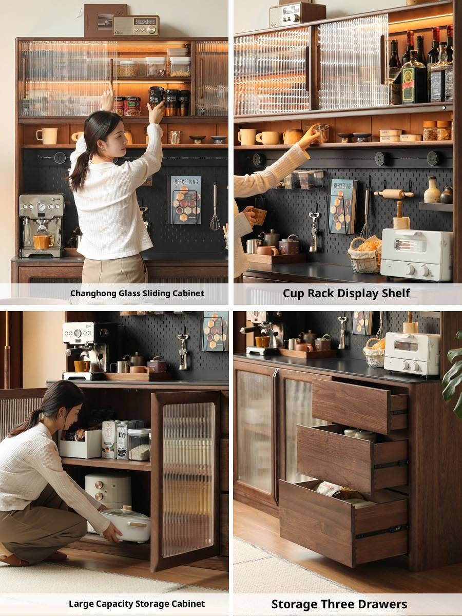 Sandalwood Solid Wood Rock Board Modern Sideboard