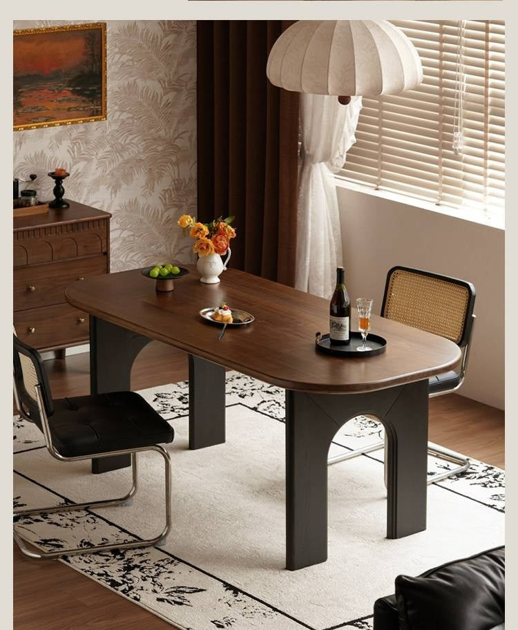 Black Walnut Solid Wood Dining Table French Retro