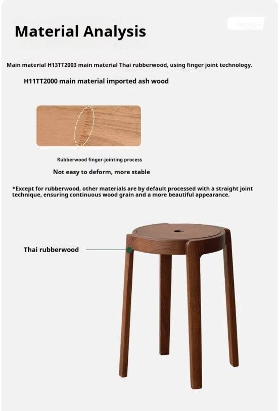 Ash, Solid RubberWood Stackable Stool