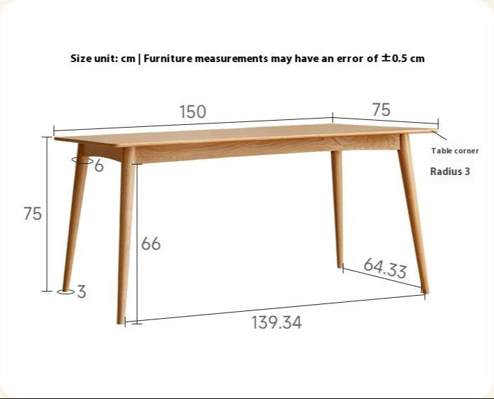 Oak Solid Wood Rectangular Nordic Dining table