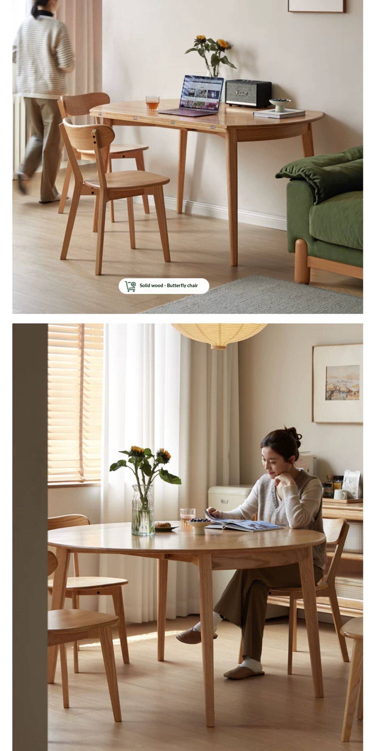 Oak Solid Wood Folding Dining Table