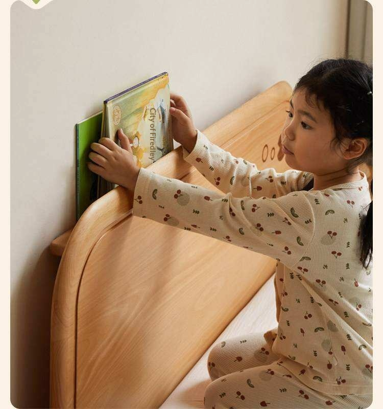Beech Solid Wood Kids Platform Bed with Night Light