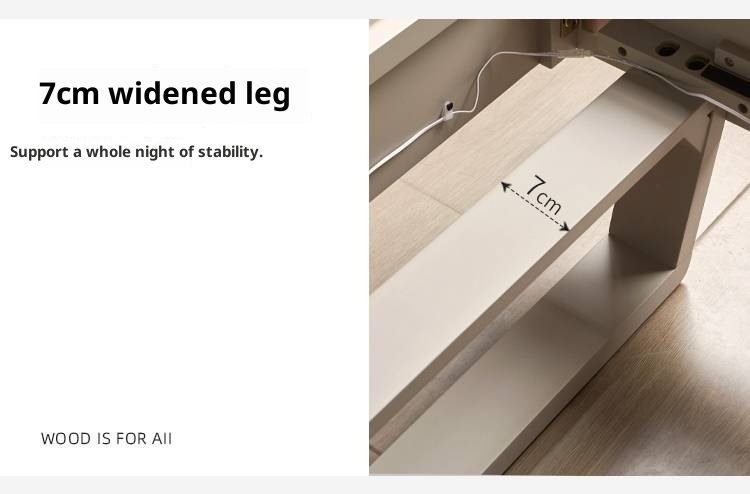 Poplar Solid Wood Floating Bed with Lights, Modern Minimalist