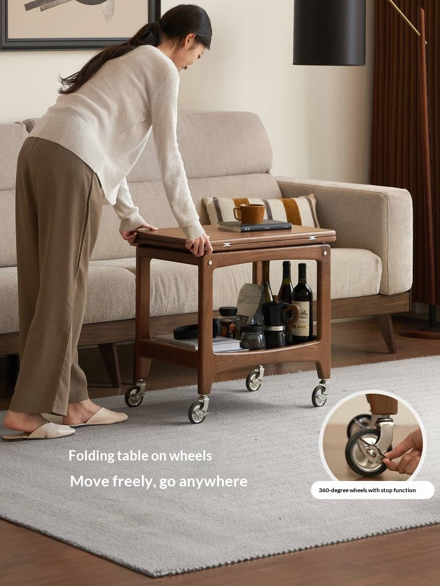 Black Walnut Solid Wood Movable Folding Modern Side Table