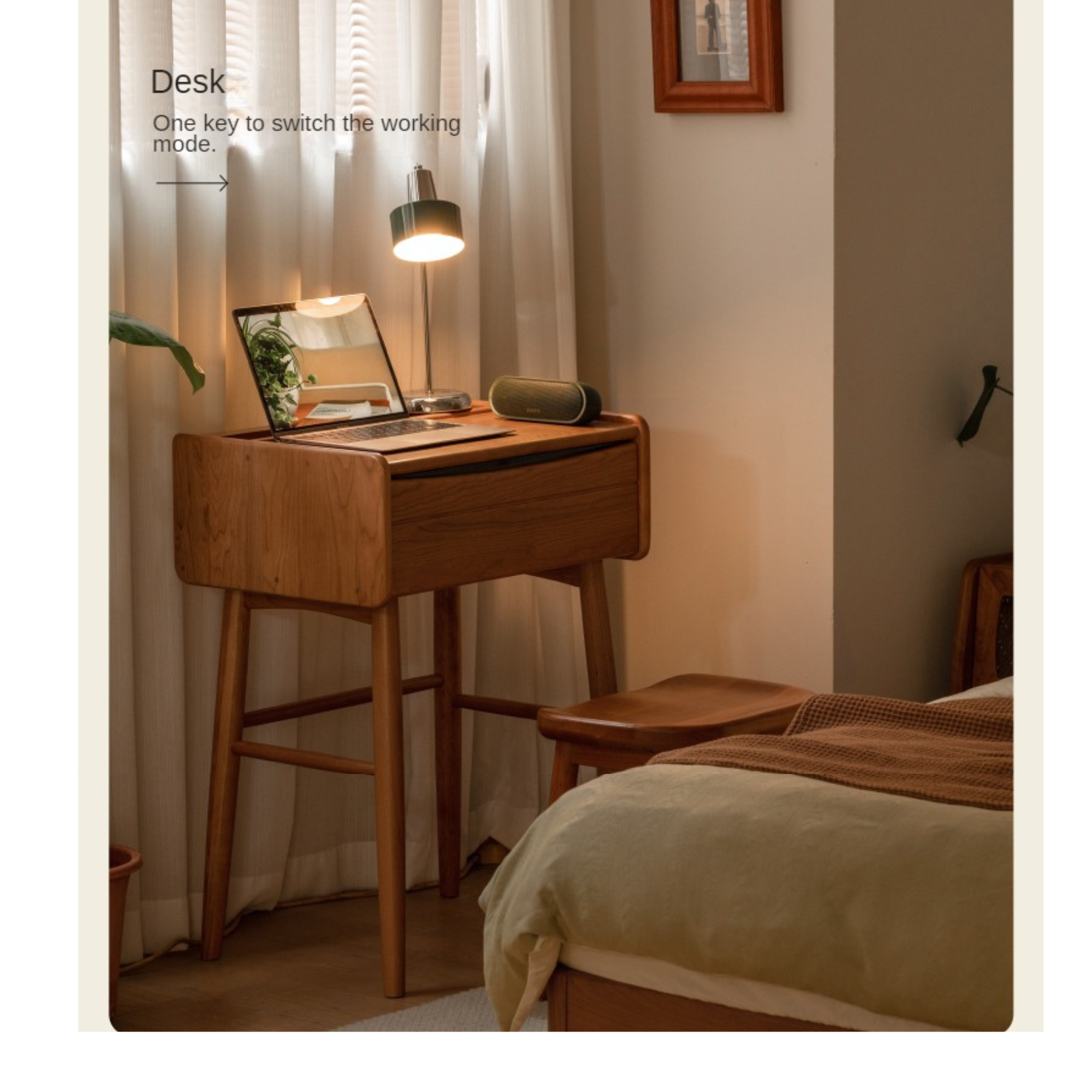 Cherry Solid Wood Small Vanity Table.