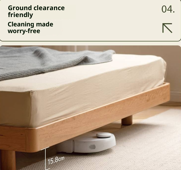 Cherry Solid Wood Retro with Socket Night Light Bed
