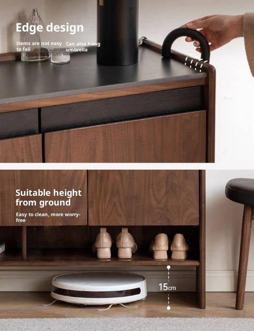 Black Walnut, Oak Solid Wood Italian Style Light Luxury Shoe Cabinet