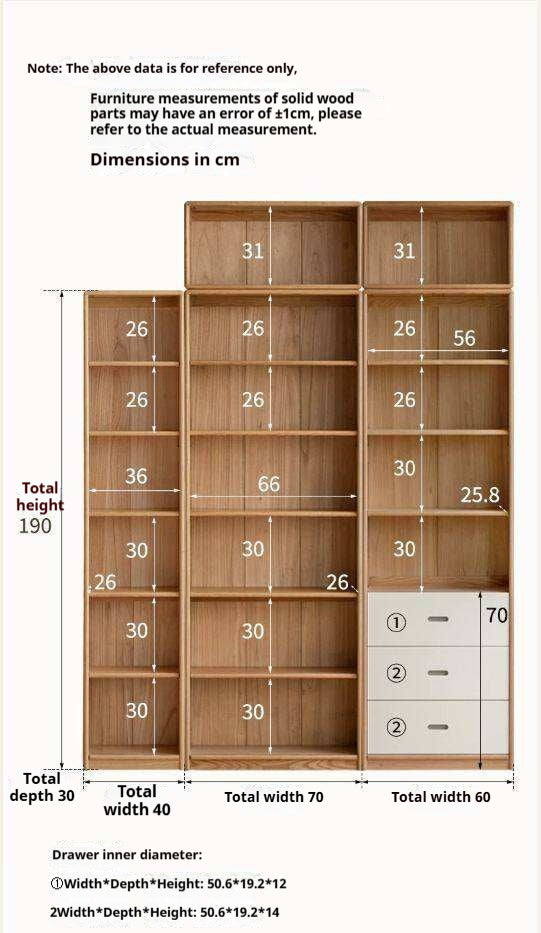 Oak Solid Wood Bookcase Storage Style Floor High