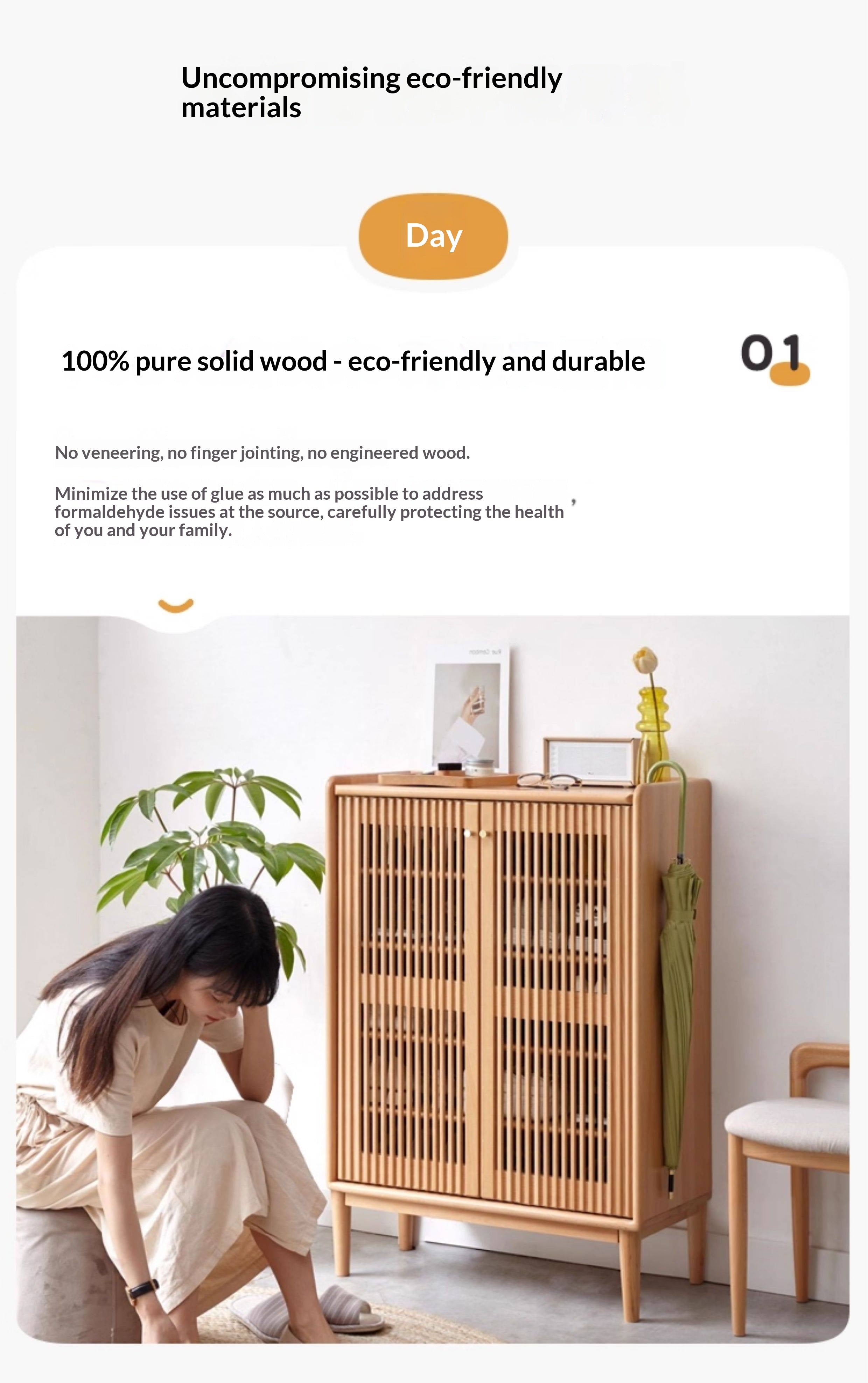 Beech Solid Wood Modern Shoe Cabinet