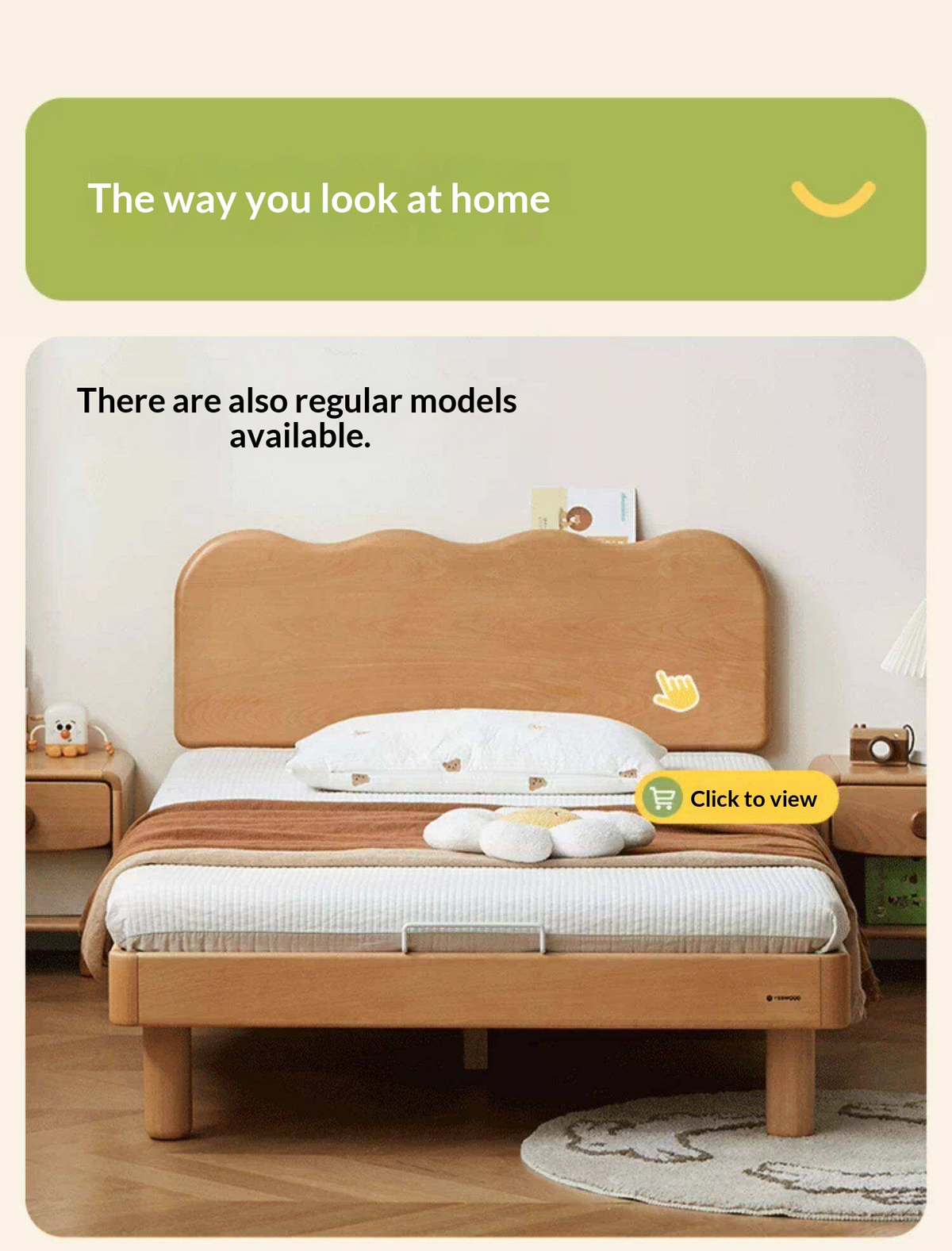 Oak Solid Wood Kids Side-Lift Storage Bed