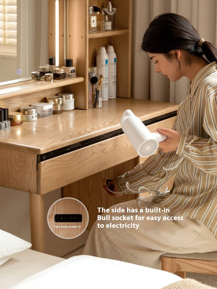 Ash, Oak Solid Wood Multifunctional Modern Vanity Table.