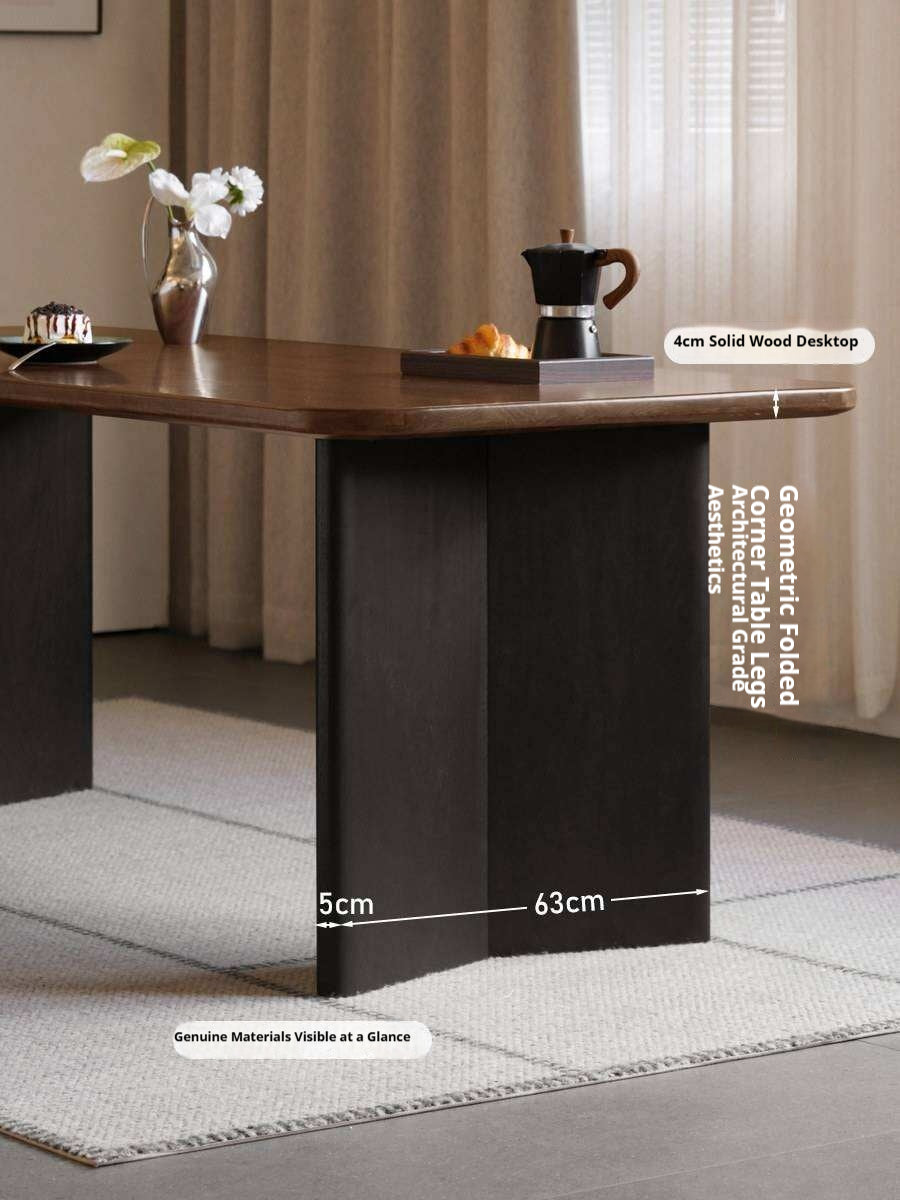 Black Walnut Solid Wood Dining Table with Italian Light Luxury Design