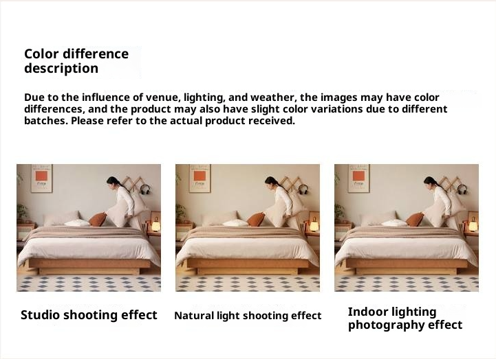 Cherry Solid Wood Floating Platform Box Bed, Headboard-Free Bed