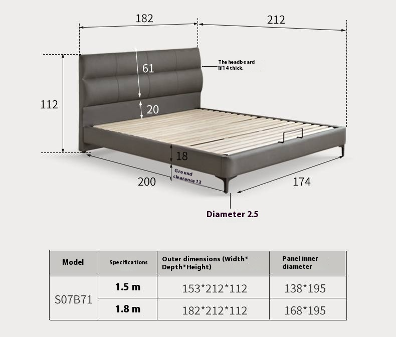 Luxury Genuine Leather Modern Minimalist Bed